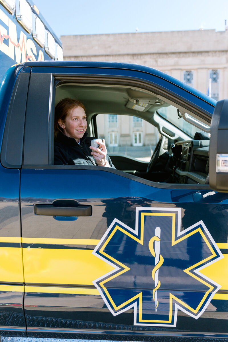 EMSA ambulance responding to a call